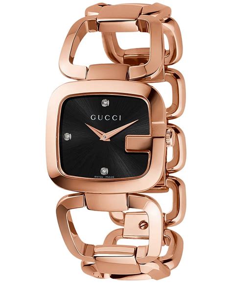 womens swiss g-gucci diamond accest pink gold tone|Gucci clock stainless steel.